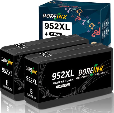 DOREINK 952 952XL Black Ink Cartridge Combo Pack Compatible Replacements for HP OfficeJet Pro 8710 7740 8720 8715 8210 8740 8702 7720 8725 8700 8730 Printer Ink (2 Black, 2Pack)