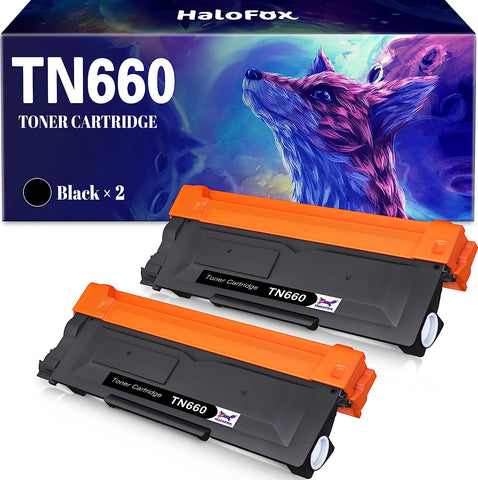 HaloFox Compatible Toner Cartridge for Brother TN660 TN-660 TN-630 TN630 for Brother MFC-L2700DW HL-L2300D HL-L2360DW HL-L2320D HL-L2340DW HL-L2380DW DCP-L2540DW MFC-L2740DW Printer (Black, 2-Pack)