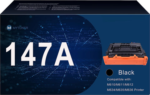 MYTONER (147A NO CHIP Compatible Toner Cartridge Replacement for HP 147A W1470A for HP Enterprise M610 M610dn M611 M611dn M611x M612 Flow MFP M634h M634z MFP 635h 635fht 636h Printer (Black)