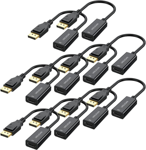 URELEGAN Displayport to HDMI Adapter 10-Pack, 4K Display Port DP to HDMI Cable Male to Female Port Support Video & Audio Compatible with Computer, PC, Monitor, Projector, HDTV (Not Bidirectional)