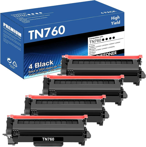 TN-760 Toner Cartridge Black High Yield Compatible Replacement for Brother TN760 TN 760 TN730 TN-730 for MFC-L2710DW HL-L2395DW HL-L2350DW HL-L2370DW Printer (Toner TN-730/TN-760, 4-Pack)