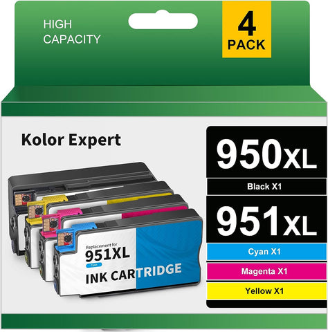 Kolor Expert Compatible Ink Cartridge Replacement for HP 950XL 951XL Ink Cartridges Combo Pack for HP OfficeJet Pro 8600 8610 8620 8100 8630 8660 8640 8615 8625 276DW 251DW 271DW Printer