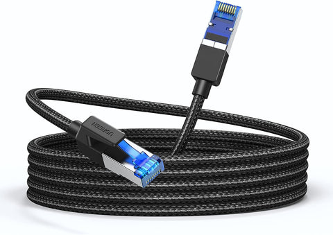 UGREEN Cat 8 Ethernet Cable 65FT High Speed Braided 40Gbps 2000Mhz Network Cord Cat8 RJ45 Shielded Indoor Heavy Duty LAN Cables Compatible for Gaming PC PS5 PS4 PS3 Xbox Modem Router 65FT