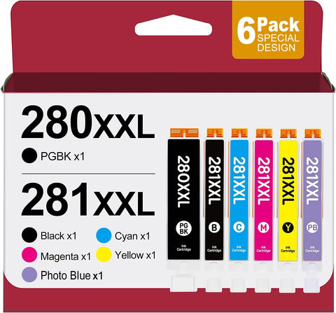 Jalada Compatible Ink Cartridges Replacement for Canon 280 281 PGI-280XXL CLI-281XXL PGI280 XXL CLI281XXL for Canon PIXMA TR7520 TR8520 TS6120 TS6220 TS8120 TS8220 TS9120 TS9520 TS6320 (6 Pack)