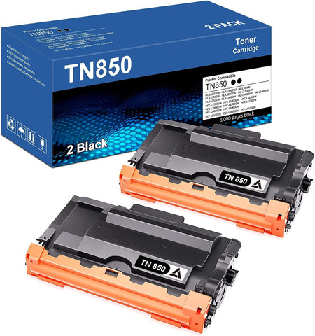 TN850 TN820 Toner Cartridge High Yield Compatible for Brother TN850 TN 850 TN-850 TN820 TN-820 TN 820 for HL-L6200DW MFC-L5900DW MFC-L5850DW MFC-L5700DW MFC-L6800DW HL-L5200DW Printer (Black, 2-Pack)