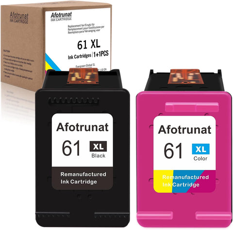 Afotrunat 61XL Ink Cartridges Combo Pack for HP 61 61XL for HP Envy 4500 4502 5530 5534 Deskjet 3050A 1000 1010 1512 3054 Officejet 1051 4630 4635 Printer (1 Black, 1 Tri-Color)