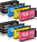 Kingjet 950XL and 951XL Ink Cartridges Combo Pack Replacement for HP 950 951 950XL 951XL Work with Officejet Pro 8600 8610 8620 8100 276DW 271DW 251DW Printers, 8 Pack (Black/Cyan/Magenta/Yellow)