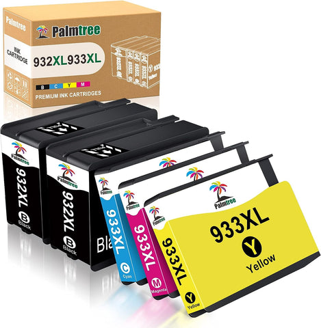 Palmtree Compatible Ink Cartridge Replacement for HP 932XL 933XL 932 933 for HP OfficeJet 6600 6700 6100 7110 7612 7510 7610 7620 Printer (Black, Cyan, Yellow, Magenta, 5 Combo Pack)