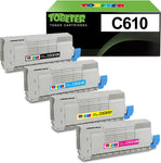 ToBeter Compatible Toner Cartridge Type C15 Replacement for OKI C610 44315304 44315303 44315302 44315301, for Oki-Okidata C610 C610CDN C610DN C610DTN C610N Printer, Black Yellow Cyan Magenta(4 Pack)