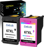 CMTECH Compatible 67 Ink Cartridge Replacement for HP 67 67XL Work for HP Envy Pro 6455 6000 Deskjet 2700 2755 4155e Envy 6055e 6055 6455e Deskjet Plus 4155 4100 4122 Printer(1 Black,1 Tri-Color)