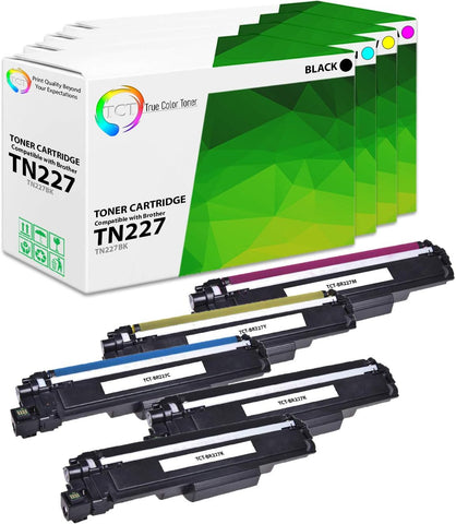 TCT Premium Compatible Toner Cartridge Replacement with Chip for Brother TN227 TN-227 Works with Brother HL-L3210CW, MFC-L3710CW L3750CDW, DCP-L3510CDW Printers (B, C, M, Y) - 5 Pack