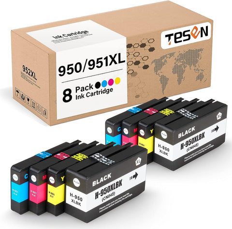 TESEN (950 951) Compatible Ink Cartridge Replacement for HP 950XL 951XL Use with HP Officejet Pro 8600 8610 8620 8630 8640 8625 8615 8100 251dw 271dw 276dw Printer, 8 Pack Color Set