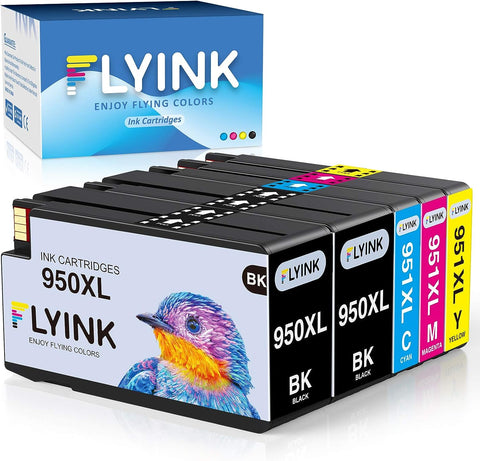 FLYINK 950xl 951xl Ink Cartridges Color Combo Pack for HP OfficeJet Pro 8600 8610 8620 8625 Printer