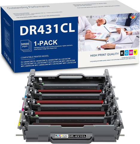 DR-431CL Drum Unit Super High Yield (1-Pack): LVE Compatible Replacement for DR431CL DR 431CL Color Drum Unit MFC-L8610CDW MFC-L8690CDW HL-L8360CDWT HL-L8260CDW HL-L9310CDW DCP-L8410CDW Printer