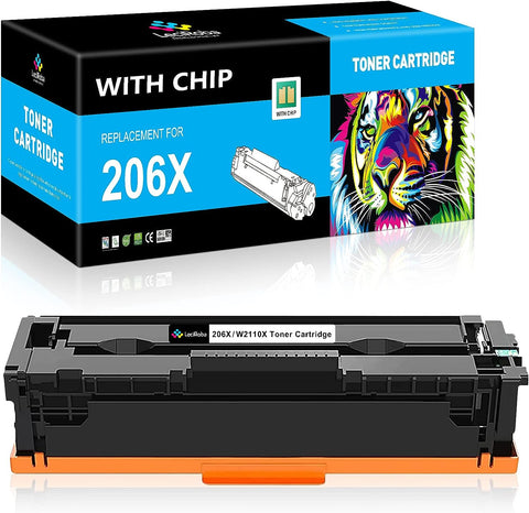 LeciRoba Compatible 206X (with Chip) Black Toner Cartridges High Yield Replacement for HP 206X W2110X 206A W2110A for HP Pro MFP M283 M283FDW M255 M255DW M283CDW Printer