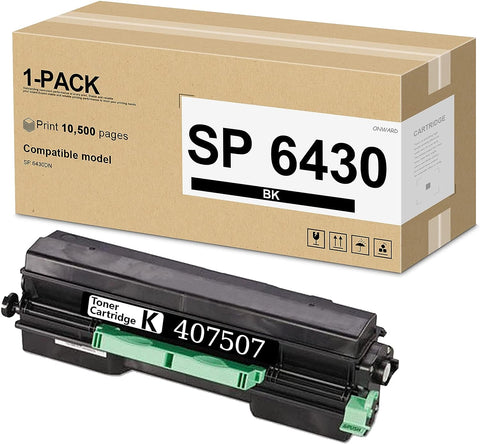 1-Pack 407507 High Yield Toner Cartridge - Onwar Compatible SP 6430 Black Toner Cartridge Replacement for Ricoh SP 6430DN Printer, SP 6430 Toner