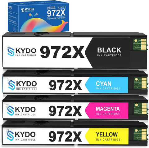 Skydo 972X Ink Cartridges Replacement for HP 972X 972 X 972A, 477dw Ink Cartridges, (BK/C/M/Y) 4 Combo Pack Work with PageWide Pro 477dw 477dn 577dw 577z 452dw 452dn 552dw P55250dw Printers