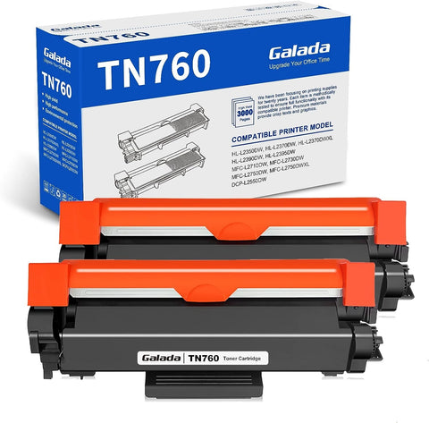 GALADA Compatible Toner Cartridge Replacement for Brother TN-730 TN730 TN-760 TN760 for MFC-L2710DW MFC-L2730DW MFC-L2750DW DCP-L2550DW HL-L2350DW HL-L2370DW HL-L2390DW HL-L2395DW Printer (2 Black)