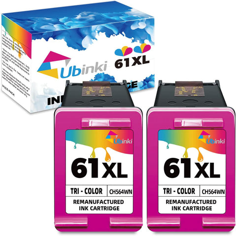 Ubinki 61XL Ink Cartridge Color Replacement for HP Ink 61 XL HP61 HP61XL for Envy 4500 5530 4502 4501 5535 5534 DeskJet 2540 1000 1055 1010 1510 3050 3510 OfficeJet 4630 4635 Printer Tricolor 2-Pack