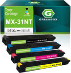 GREENBOX Compatible MX-31NT High Yield Toner Cartridge Replacement for Sharp MX-31NT MX-31NTBA MX-31NTCA MX-31NTMA MX-31NTYA for Sharp MX-2600N 3100N 4100N 4101N 5000N 5001N Printer (4 Pack)