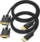 UV-CABLE DisplayPort to VGA Cable 5ft 2-Pack, Display Port DP to VGA Adapter Male to Male Gold-Plated for Computer, Laptop, TV, Projector-Not USB to VGA, Not HDMI to VGA