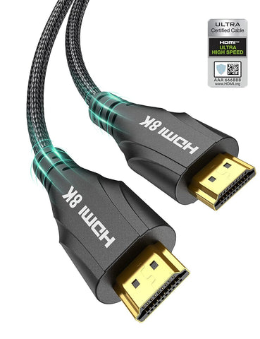 8K Short HDMI 2.1 Cable 3.3FT - Certified Ultra High Speed HDMI Cable,48Gbps,8K 60hz,4K 120hz,Braided,eARC - Compatible for HDTV,PS5,PS4,Xbox,Blu-ray.