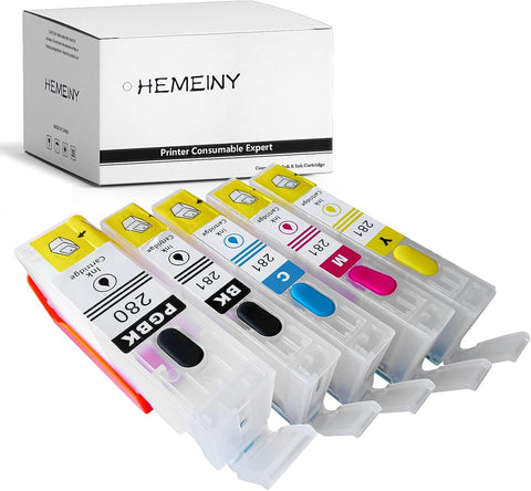 HEMEINY PGI-280XXL CLI-281XXL Empty Refillable Ink Cartridges Compatible with Canon Pixma TR8620 TR8622 TS6220 TR8520 TS9520 TS6120 TR7520 TS9521C TS6320 TS702 Printer