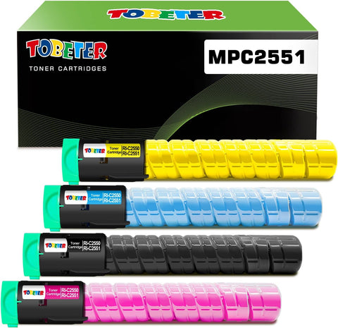 ToBeter Compatible Toner Cartridge Set Replacement for Ricoh MP C2551 841586 841503 841502 841501 Use for Aficio MP C2050 MP C2051 MP C2550 MP C2551 Printer (Black, Cyan, Magenta, Yellow, 4-Pack)