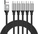 USB Type-C Cable 5pack Fast Charging 3A Quick Charger Cord, Type C to A Cable Compatible Samsung Galaxy S10 S9 S8 Plus, Braided Fast Charging Cable for Note 10 9 8, LG V50 V40 G8 G7 (10foot, Silver)