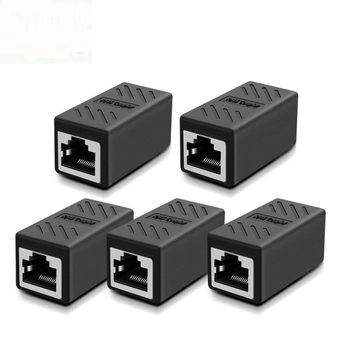 Y.D.F RJ45 Coupler, Network Coupler, Ethernet Connectors, Hielded in-Line Coupler for Cat7/Cat6/Cat5e/Cat5 Ethernet Cable Extender Connector - Female to Female (Black-5 Pack)