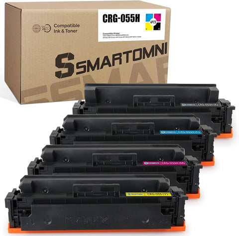 S SMARTOMNI [with Chip] High-Yield Compatible Toner Replacement for Canon 055H CRG-055H (4-Pack, K/C/M/Y) use for imageCLASS LBP660 LBP664 MF740 MF741 MF743 MF745 MF746 Printers