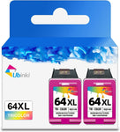 Ubinki 64XL Color Ink Cartridge Replacement for HP Ink 64 XL HP64 HP64XL Cartridges for Envy 7855 7155 7858 7800 7955e 7255e 7900e 6200 6255 7830 7864 7120 6222 Tango x Printers (2-Pack)