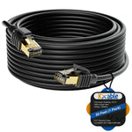 Cat 7 Ethernet Cable 50 Feet, Long High Speed Internet Cord, CAT7 RJ45 LAN Network Cable, Triple Shielding SFTP 10Gbps 600Mhz Patch Cable, Compatible with CAT6A CAT6 CAT5E CAT5 Cable