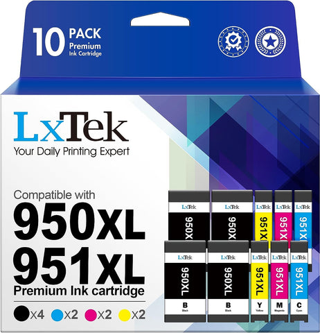 LxTek Compatible Ink Cartridges Replacement for HP 950XL 951XL 950 XL 951 XL to use with OfficeJet PRO 8600 8610 8620 8630 8100 8625 8615 276dw (4 Black,2 Cyan,2 Magenta,2 Yellow,10 Pack) High Yield