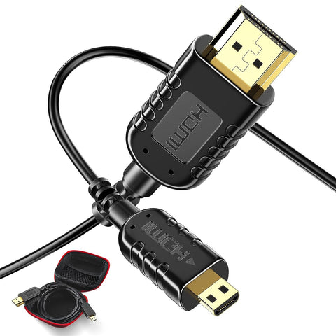 FOINNEX Micro HDMI to HDMI Cable, 2FT Ultra Thin Portable 4K@60Hz Micro HDMI Cable Compatible for Gimbal, GoPro Hero, Canon Camera, Raspberry Pi4, Kindle Fire HD (Male to Male)