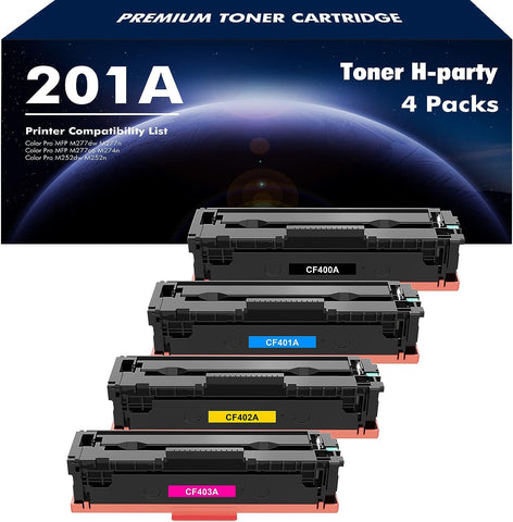 201A 201X MFP M277dw Toner Cartridges 4 Pack Compatible for HP 201A 201X Color Laserjet Pro M252dw MFP M277c6 CF400A CF401A CF402A CF403A M252 M277 Printer Ink (Black Cyan Yellow Magenta, 4-Pack)