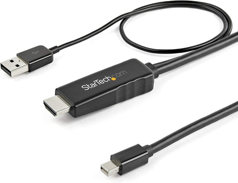 StarTech.com 6ft (2m) HDMI to Mini DisplayPort Cable 4K 30Hz - Active HDMI to mDP Adapter Converter Cable with Audio - USB Powered - Mac & Windows - Male to Male Video Adapter Cable (HD2MDPMM2M)