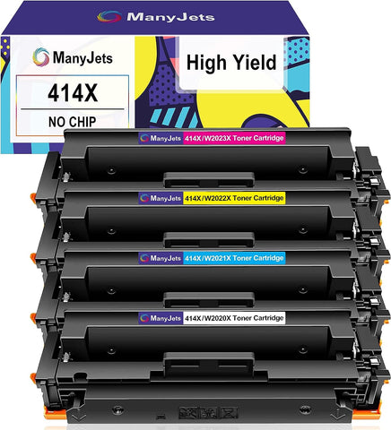 ManyJets 414X W2020X Compatible Toner Cartridge Replacement for HP 414A W2020A 414X W2020X Work with HP M479fdw M479fdn M454dw M454dn M479 M454 M479dw Printer (4-Pack,NO CHIP)