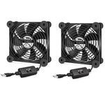 iPower Quiet Cooling Fan 120mm USB Case Fan with Speed Controller for Receiver DVR/Playstation/Xbox/Computer Cabinet Cooling, 2 Pack Black