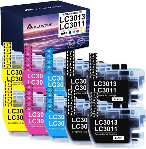 [Latest Version] LC3013 3011 ALLWORK Compatible Ink Cartridges Replacement for Brother LC3013 LC3011 Ink Cartridge Works with Brother MFC-J690DW MFC-J491DW MFC-J497DW MFC-J895DW Inkjet Printer 10-Pack