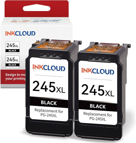 INKCLOUD 245XL Black Ink Cartridge 2 Pack Replacement for Canon PG 243 PG-245 245 XL Fit for Cannon Pixma MX490 MX492 MG2522 TS3100 TS3122 TS3300 TS3320 TS3322 TR4500 TR4520 TR4522 MG2500 Printer Ink