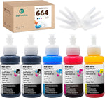 JoyPrinting Epson 664 Ink Refill Bottles Replacement for T664 Ink Work for EcoTank ET-2650 ET-2500 ET-2550 ET-2600 ET-4500 ET-14000 L100 L110 L120 L200 L210 L300 L350 L355 L550 L555 Printers (5 Pack)