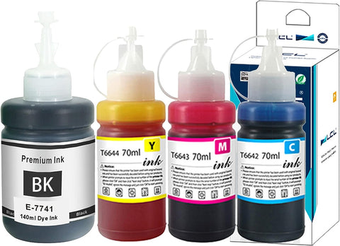 LCL Compatible Refill Ink Bottle Replacement for 774 664 T7741 T6642 T6643 T6644 T774120 T664220 T664320 T664420 ET-2500 ET-2550 ET-2600 ET-2650 (4-Pack,Black,Cyan,Magenta,Yellow)