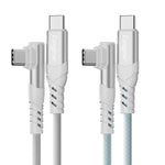 100W USB C to USB C Cable - 2 Pack 3ft Fasgear USB 2.0 Type C to Type C PD Cable 5A Fast Charging Right Angle Compatible with LG G7/V20/V30|Mac-Book Pro 2021|i-Pad Mini 2022|Chromebook R13 (Grey/Blue)