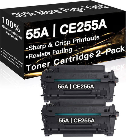 Compatible Toner Cartridge Replacement for HP 55A CE255A (Black,2-Pack)