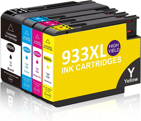 Compatible Ink Cartridge Replacement for HP 932XL 933XL 932 933 to use with Officejet 6100 6600 6700 7110 7510 7610 7612 Printer (1 Black, 1 Cyan, 1 Magenta,1 Yellow)