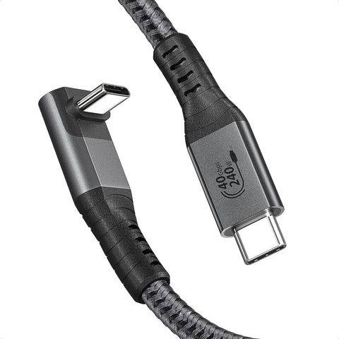 XAOSUN 240W USB4 Cable for Thunderbolt 4 Cable, 40Gbps 90 Degree Right Angle Thunderbolt Cable Support 8K 4K Display USB C Thunderbolt 4 Cable for ROG Ally,Steam Deck,Switch,eGPU,MacBook,Docks 3.3Ft
