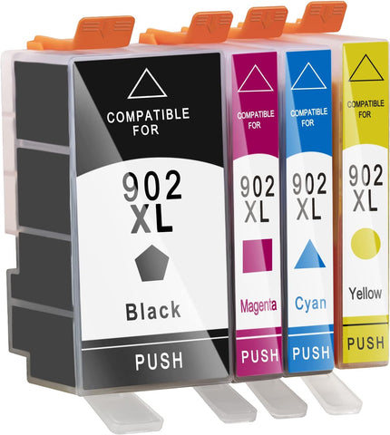 PretiHom 902XL Ink Cartridges Combo Pack, Replacement for HP 902 XL Ink Cartridges High Yield Compatible with HP OfficeJet Pro 6978 6960 6962 6968 6954 6958 6950 6951 6970 Printers (4 Pack)