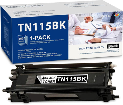 TN-115 Toner Cartridge High Yield (1 Pack): LVE Compatible Replacement for TN115 TN115BK TN-115BK Black Toner Works for DCP-9042CDN MFC-9440CN HL-4040CN HL-4040CDN HL-4070CDW HL-4040CDW Printer Toner