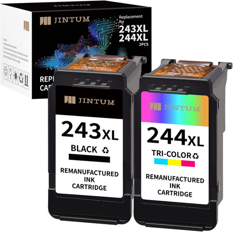 JINTUM 243 and 244 Ink Cartridge Replacement for Canon Printer Ink 243 244XL PG-243XL CL-244XL 245XL 246XL for Canon MG2522 MG2500 MG2520 MX490 MX492 TR4520 TR4522 TS3322 TS3122 TS3100 TS302?2 Pack?